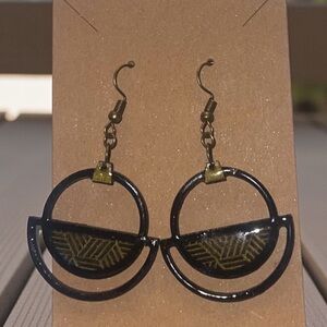 Black and Gold Geometric Earrings